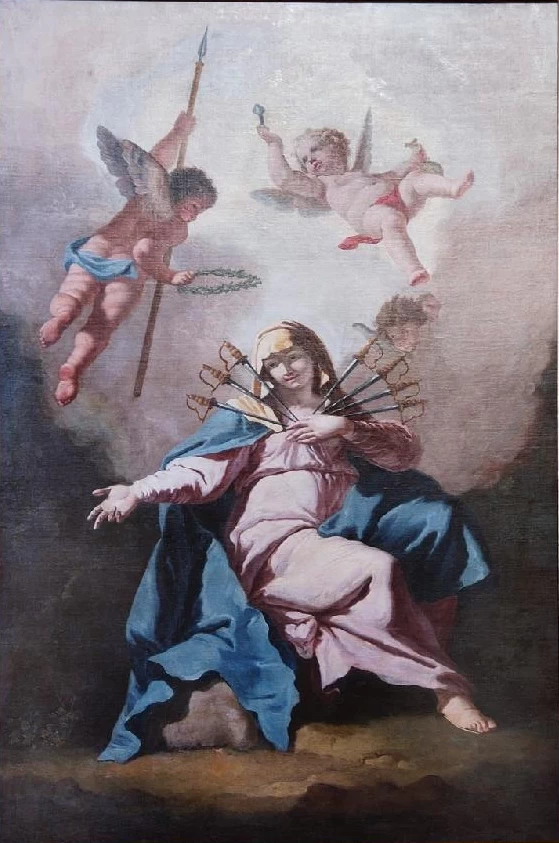 Madonna addolorata e angioletti - attribuito